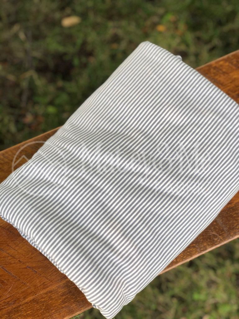 Slate and White Yarn Dyed Stripes